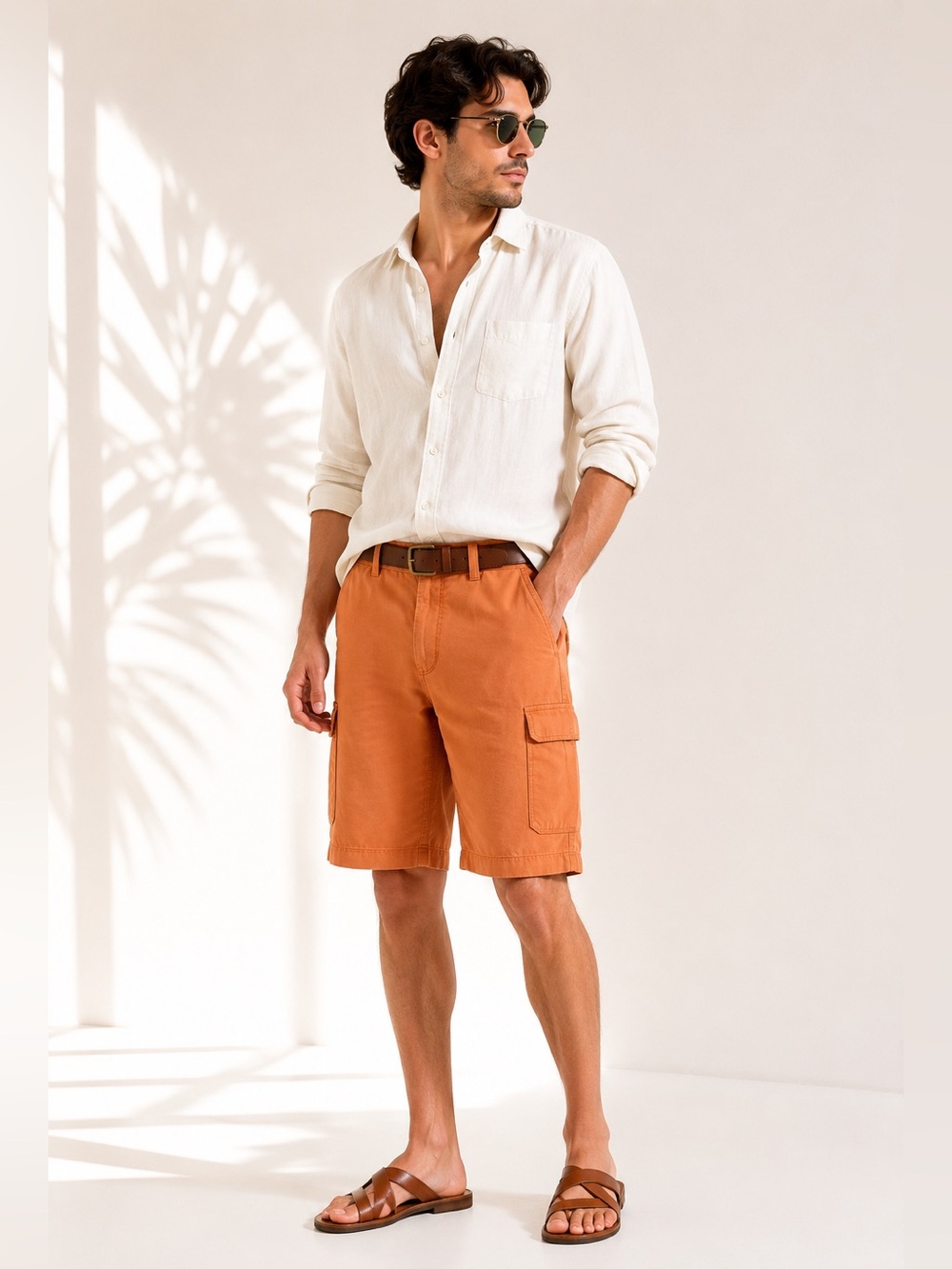 Tommy Bahama Utility Cargo Shorts TENCEL™ Lyocell Tangerine Orange Size 38